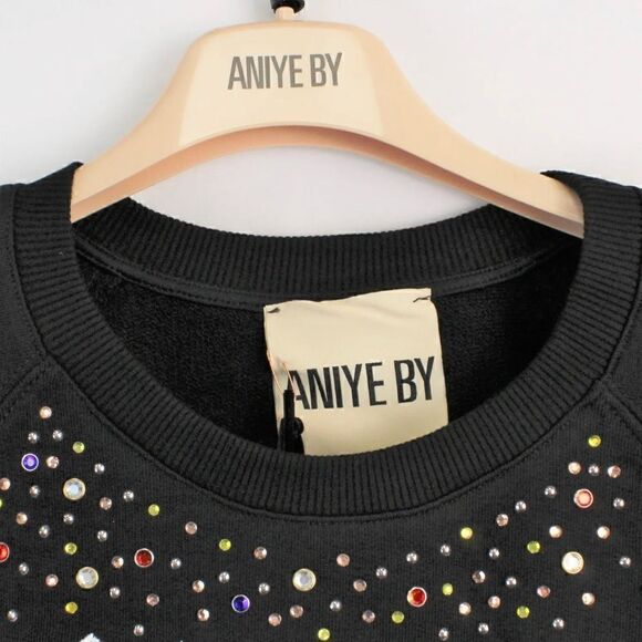 Aniye By Eagle Long Sleeved Cotton Sweatshirt in Black -Women's Size L - Picture 3 of 14